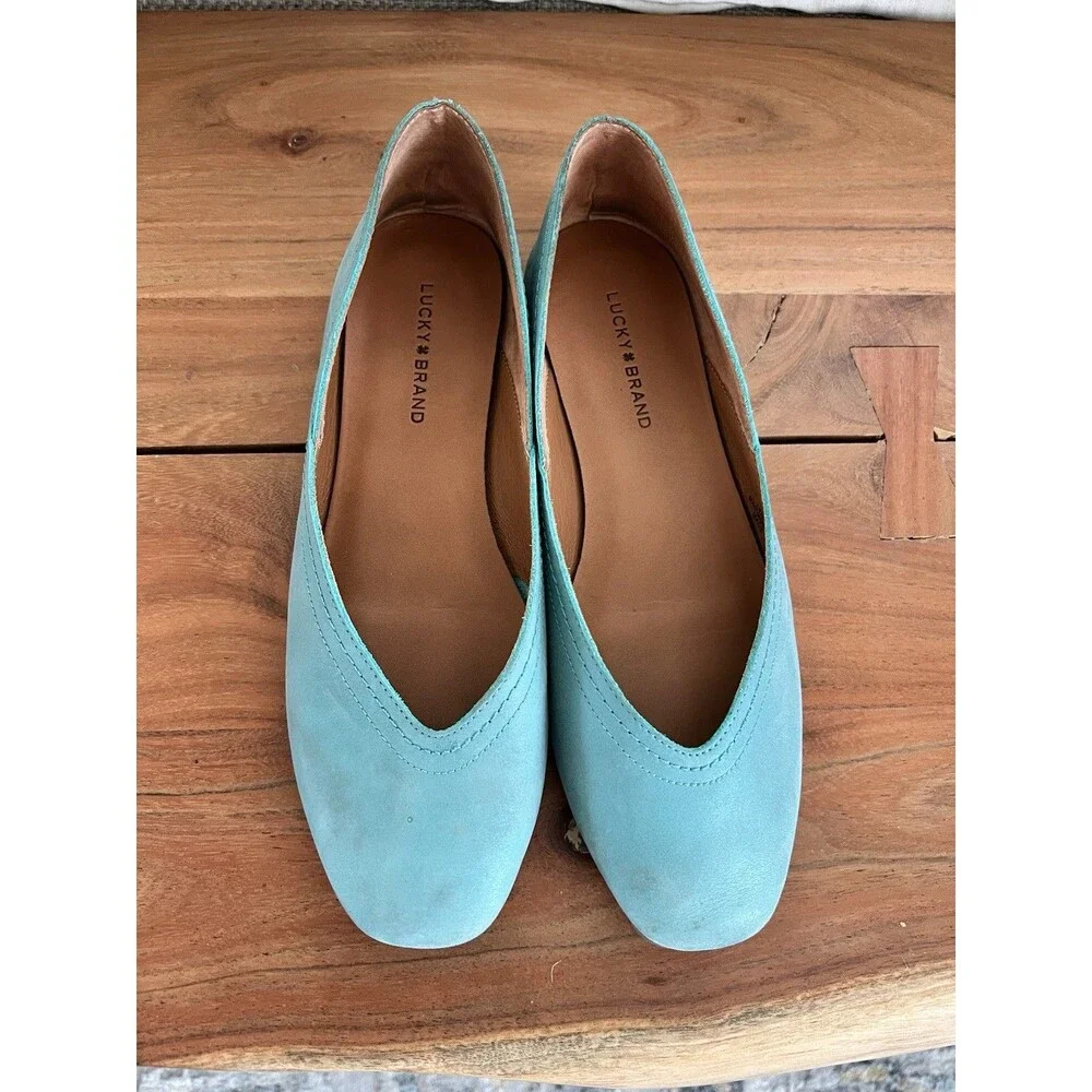 Lucky Brand Alba Ballet Flats Women's Light Blue /aqua Slip On Size 7